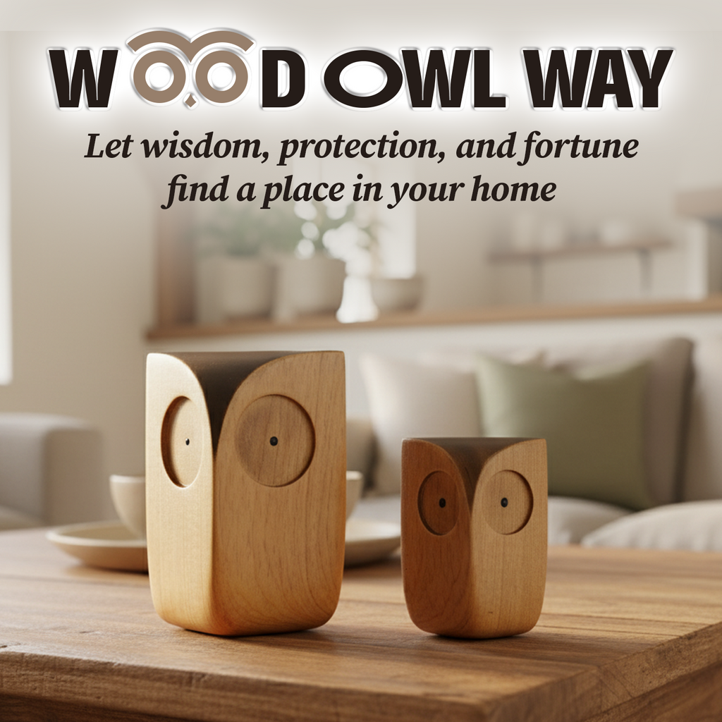 Owl Figurine - Hand-carved Wooden Animal Figurine
