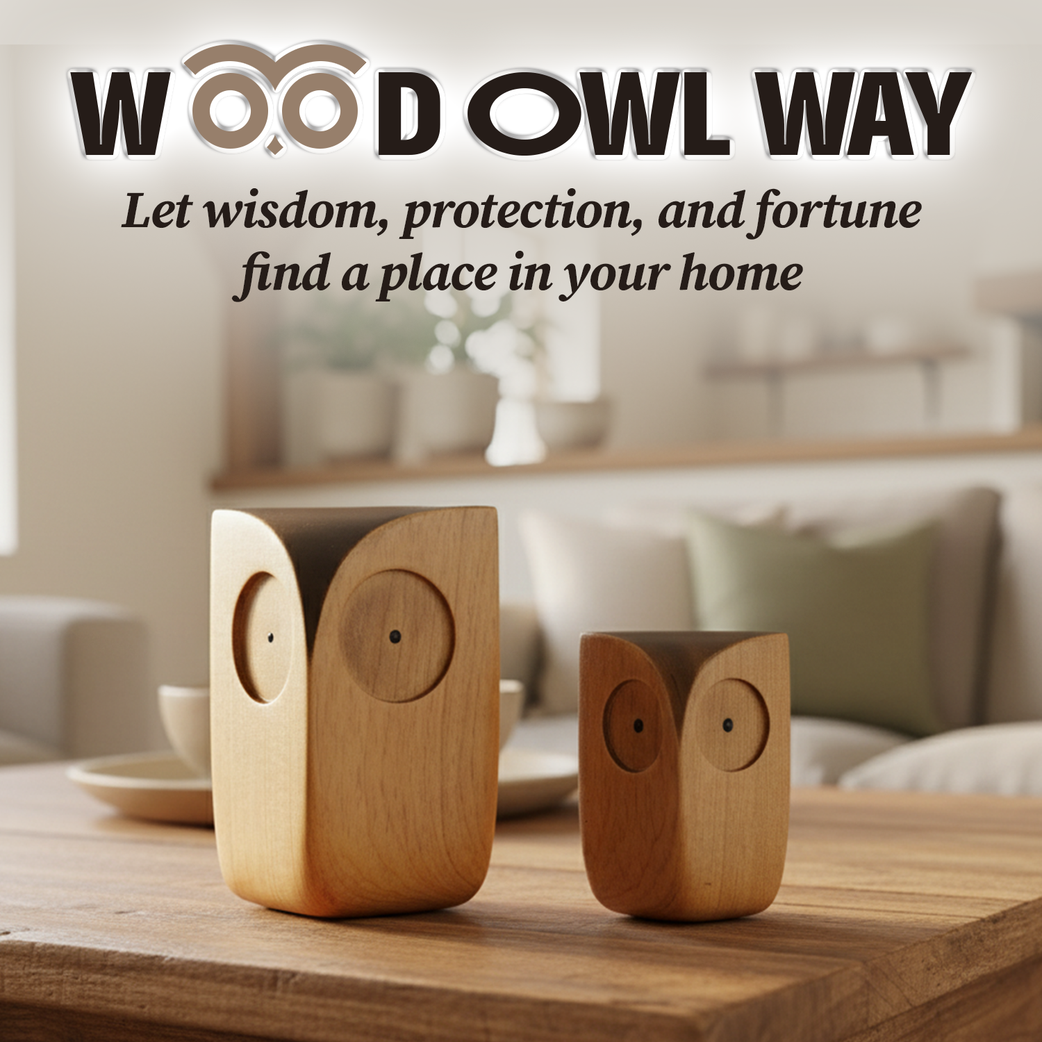 Owl Figurine - Hand-carved Wooden Animal Figurine