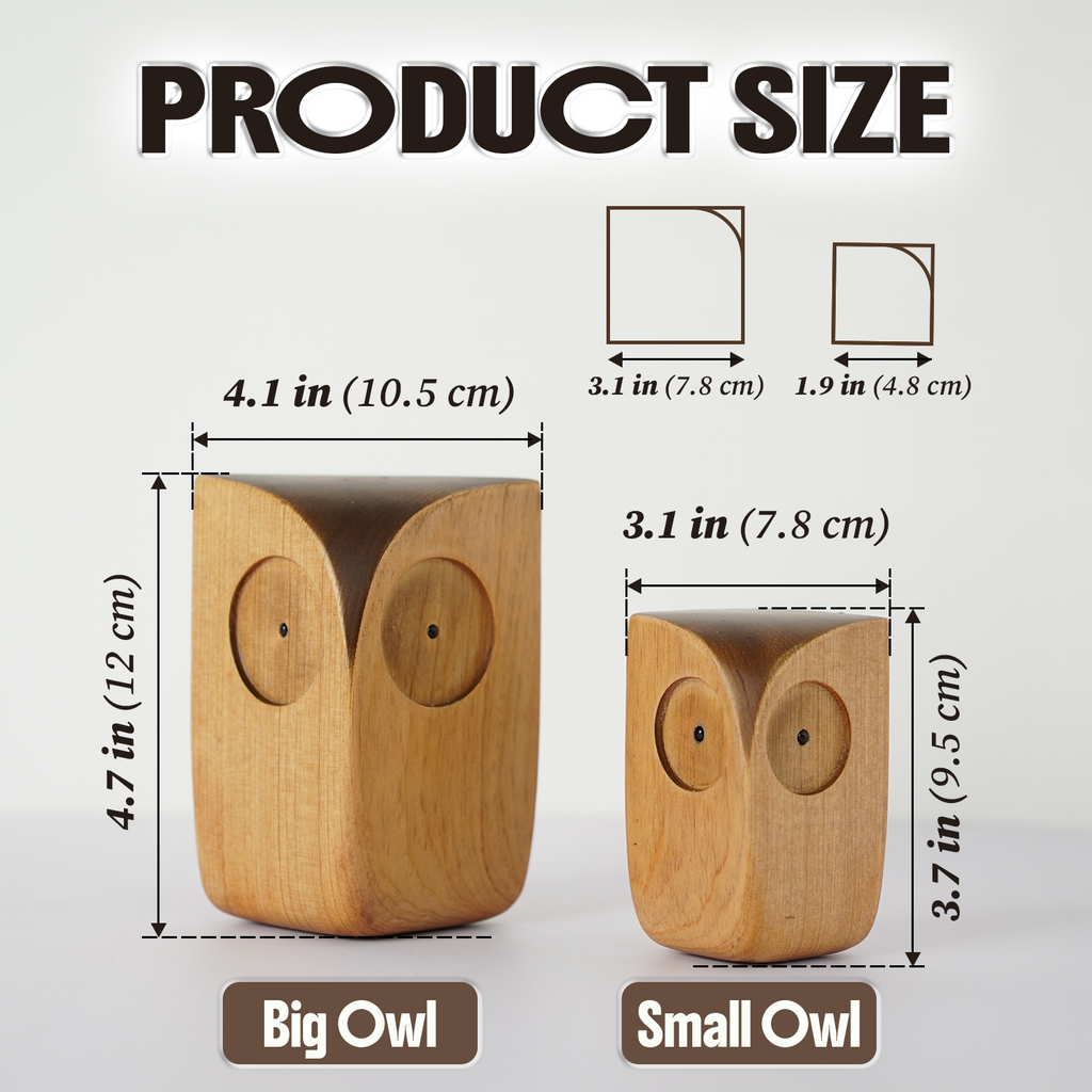 Owl Figurine - Hand-carved Wooden Animal Figurine