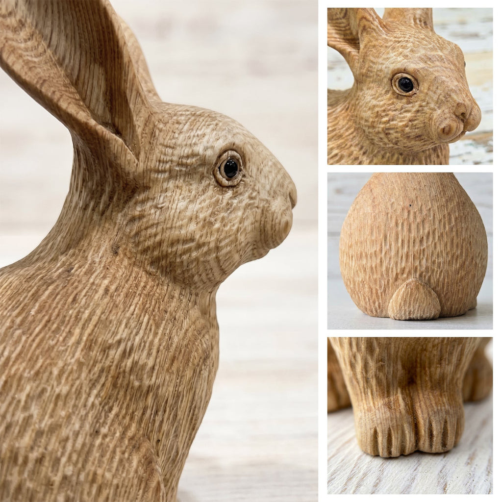 Bunny Figurine - Hand-carved Wooden Animal Figurine