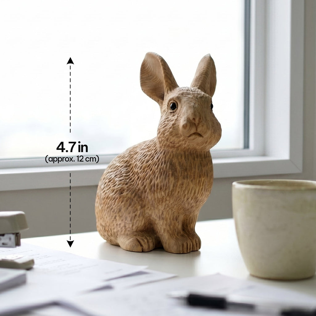 Bunny Figurine - Hand-carved Wooden Animal Figurine