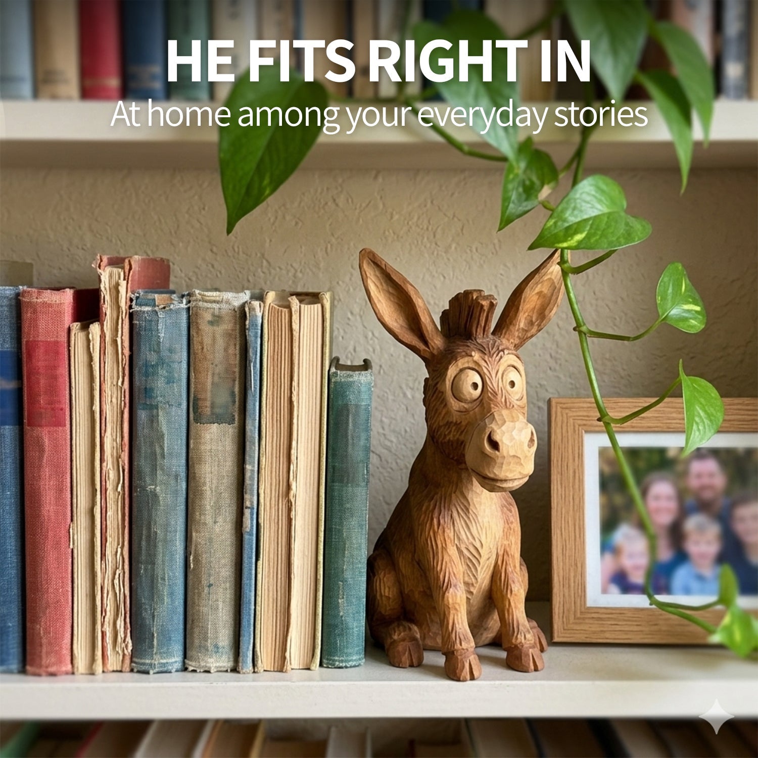 Donkey Figurine - Hand-carved Wooden Animal Figurine