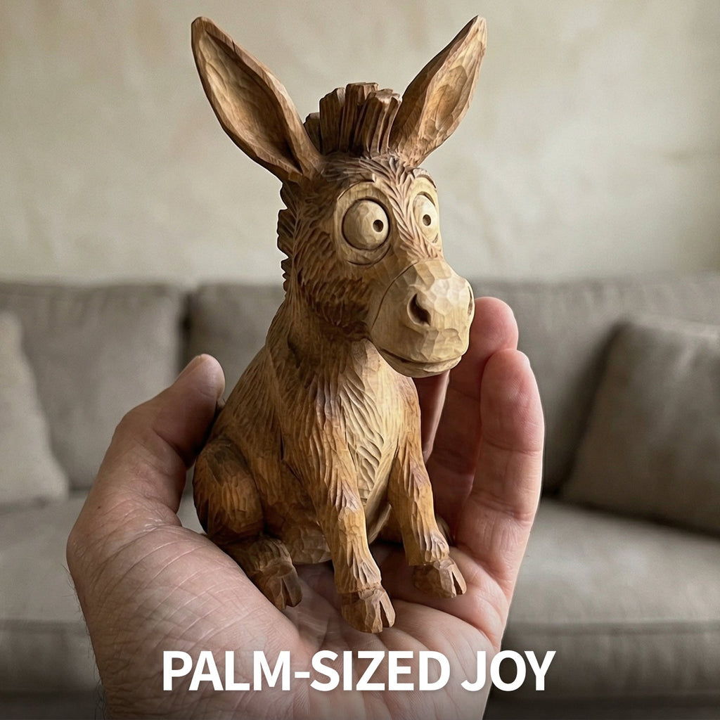 Donkey Figurine - Hand-carved Wooden Animal Figurine