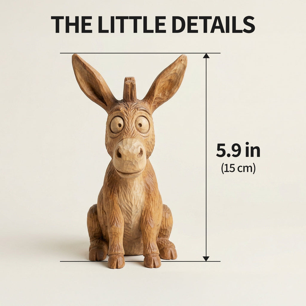 Donkey Figurine - Hand-carved Wooden Animal Figurine