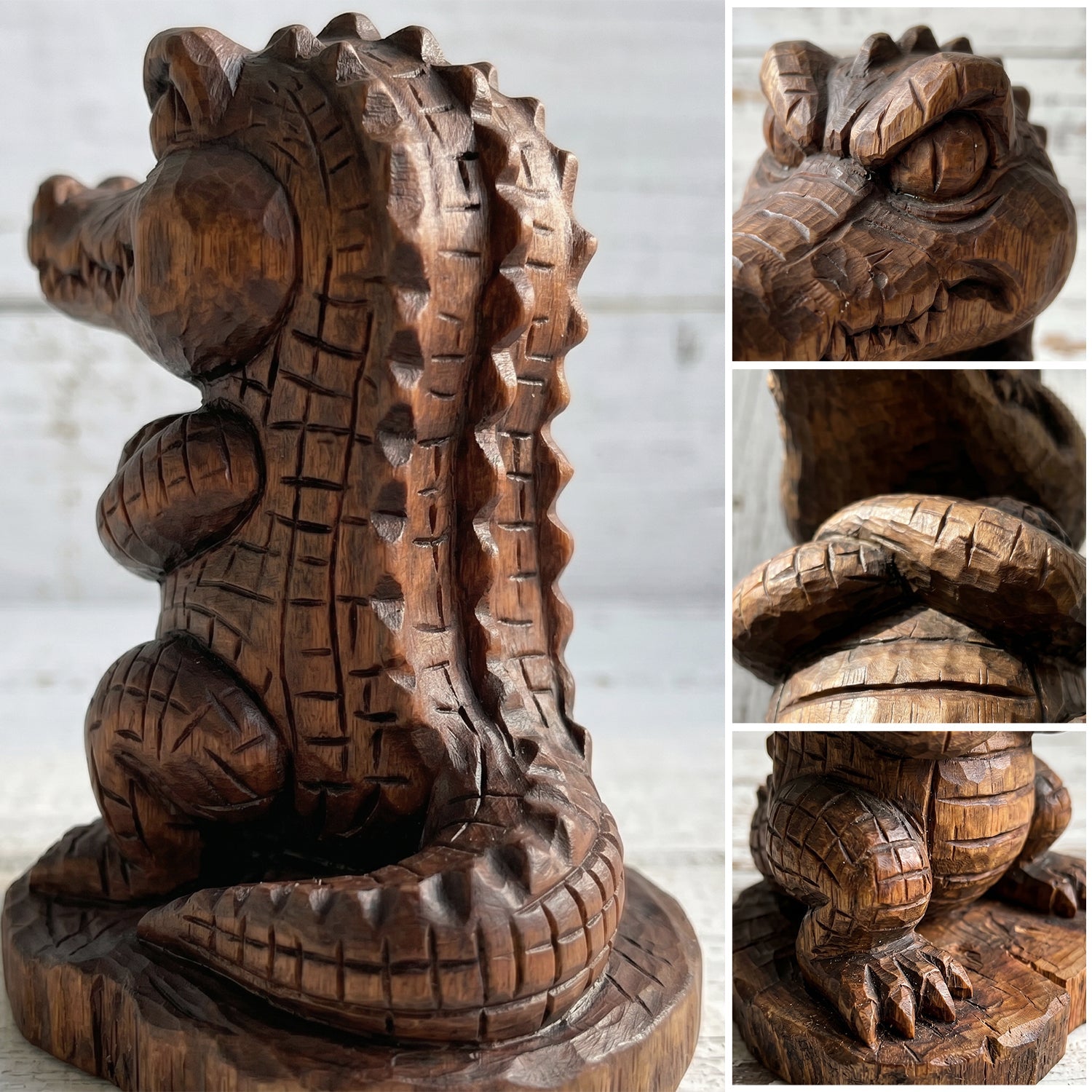 Crocodile Figurine - Hand-carved Wooden Animal Figurines