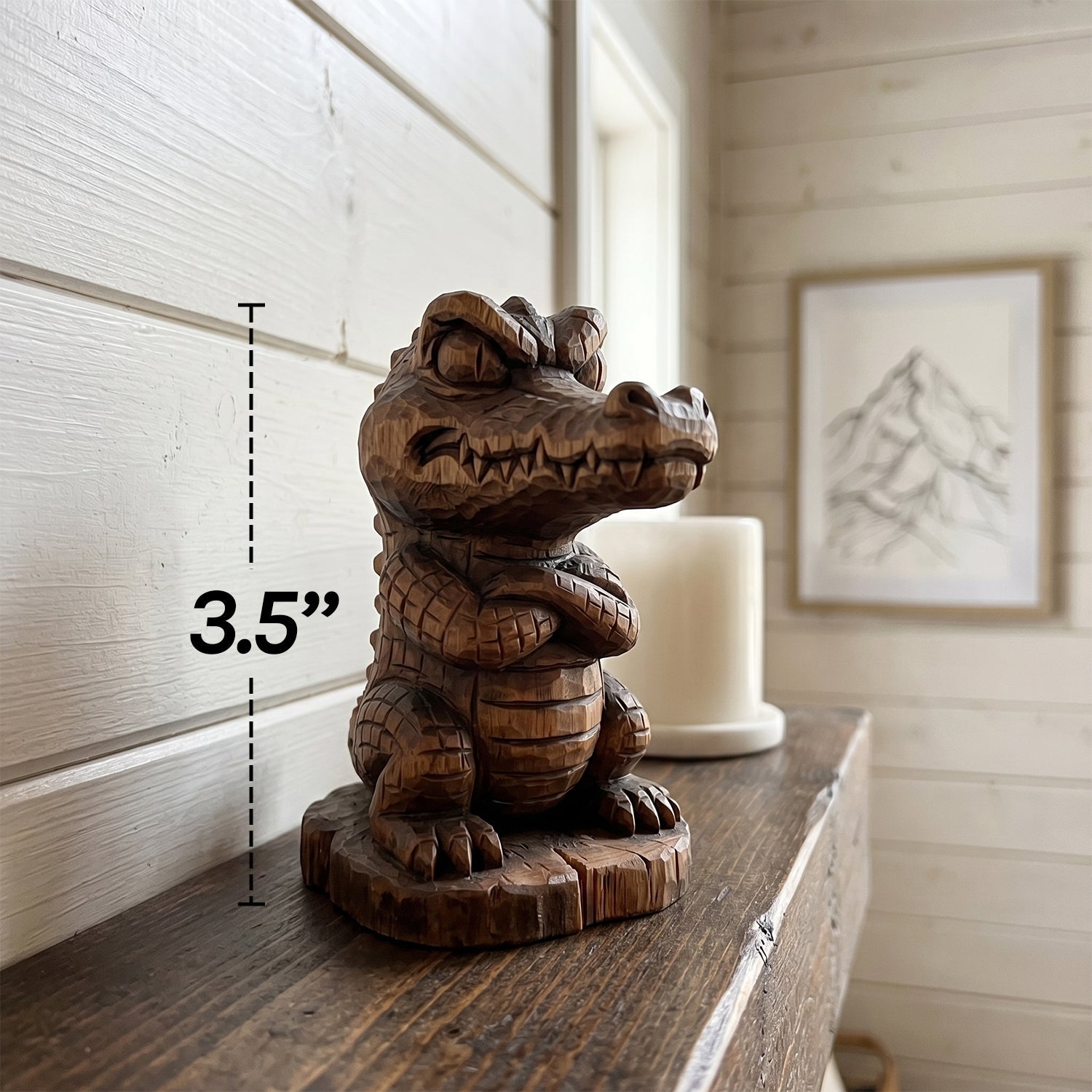 Crocodile Figurine - Hand-carved Wooden Animal Figurines