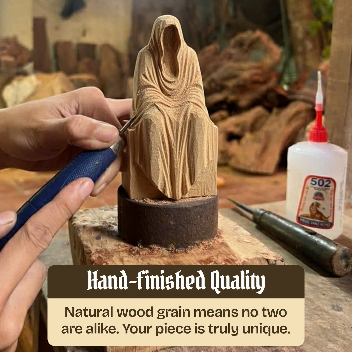 Grim Reaper Figurine - Hand-carved Wooden Figurines