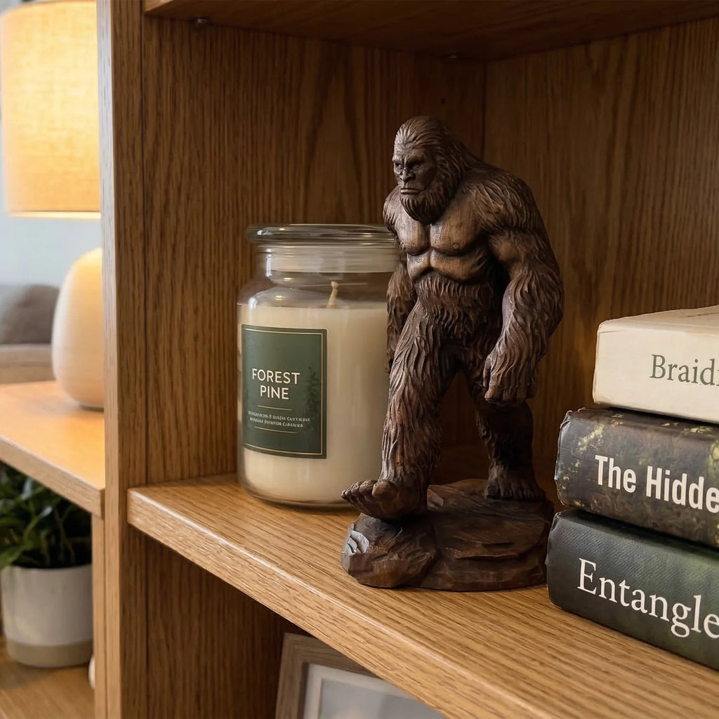 Bigfoot Figurine - Hand-carved Wooden Sasquatch Figurine