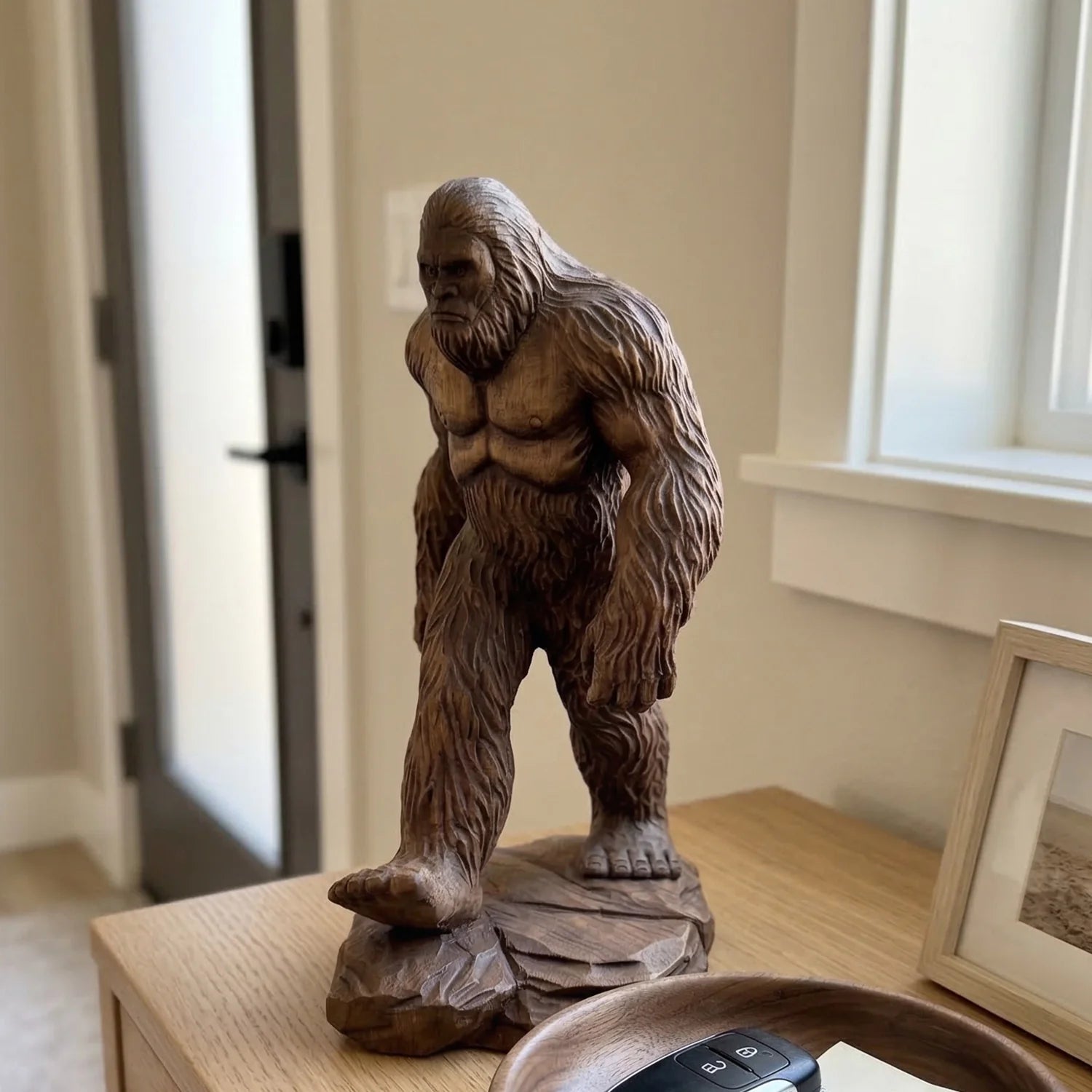 Bigfoot Figurine - Hand-carved Wooden Sasquatch Figurine