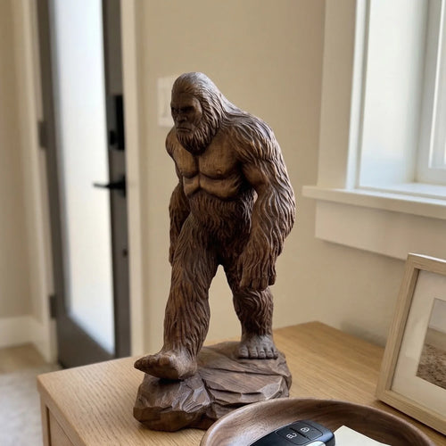 Bigfoot Figurine - Hand-carved Wooden Sasquatch Figurine