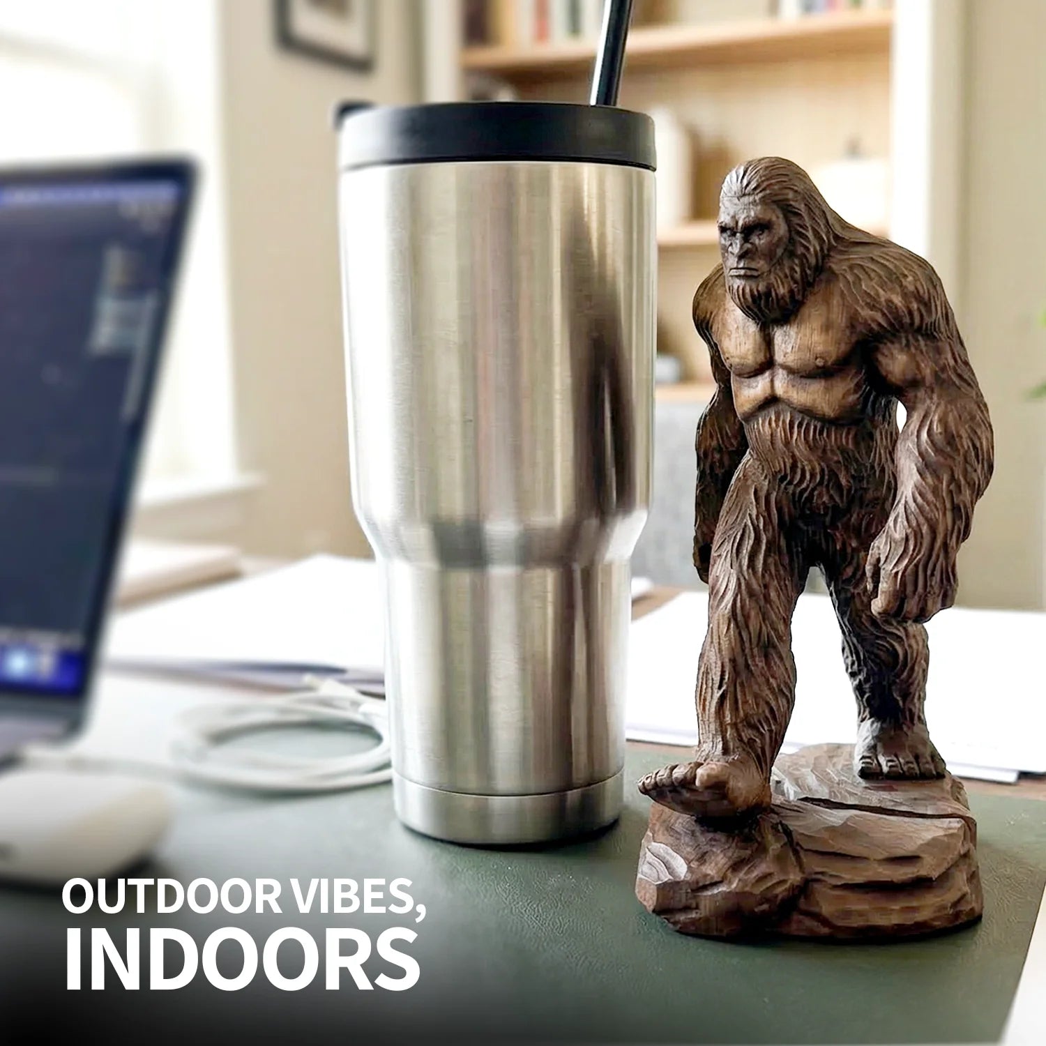 Bigfoot Figurine - Hand-carved Wooden Sasquatch Figurine