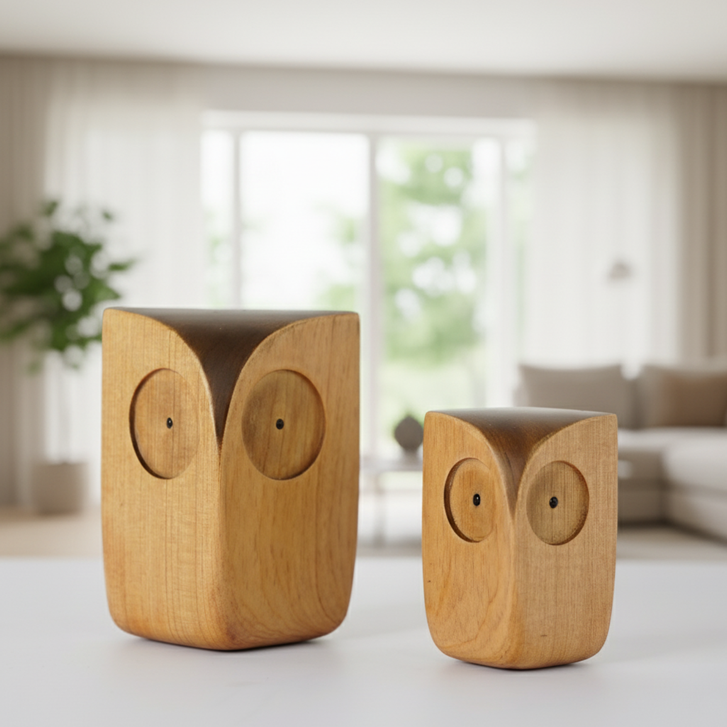 Owl Figurine - Hand-carved Wooden Animal Figurine