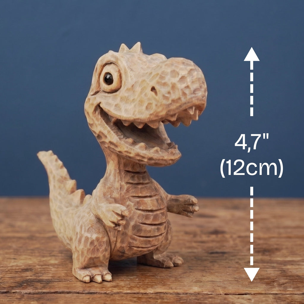 T-Rex Figurine - Hand-carved Wooden Animal Figurine