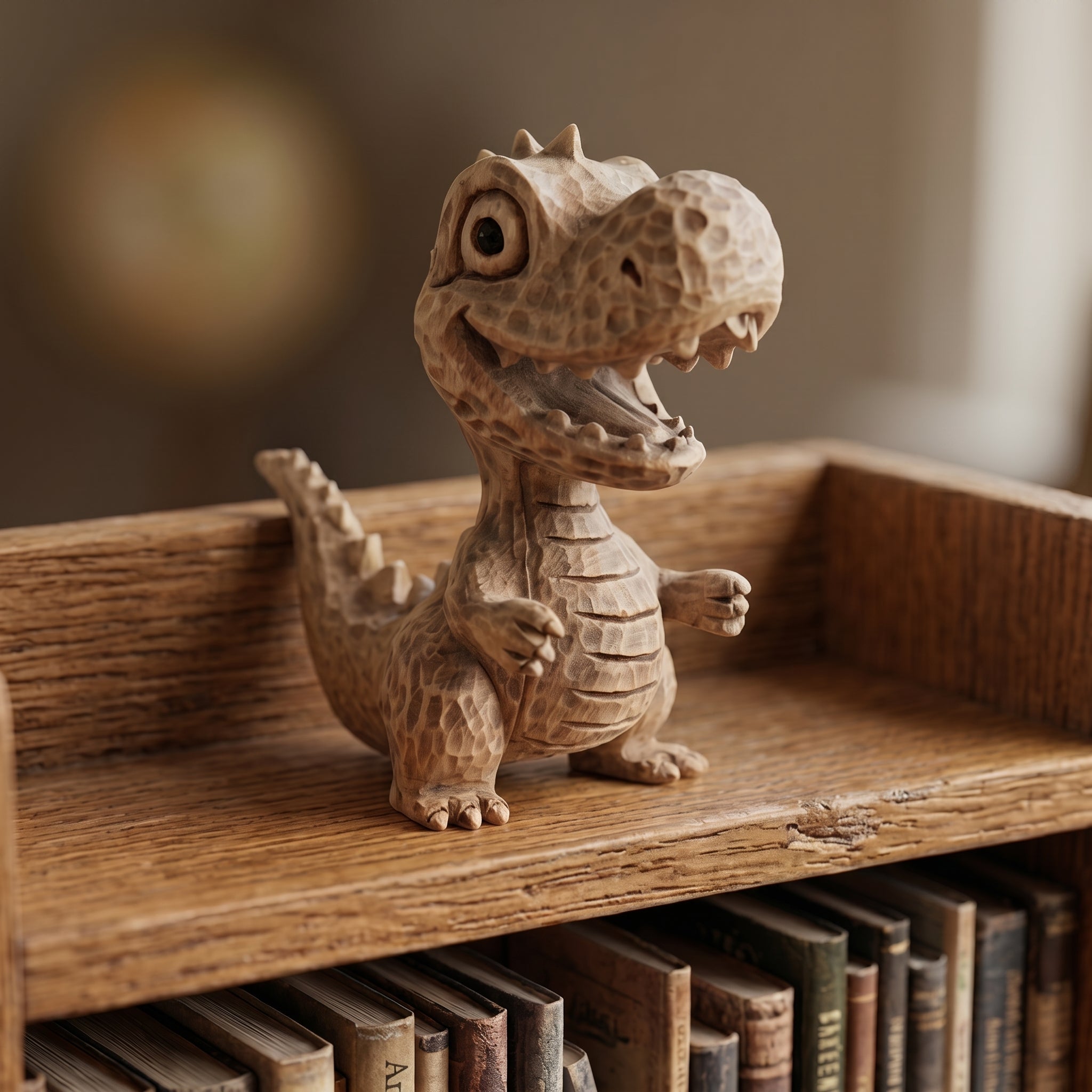 T-Rex Figurine - Hand-carved Wooden Animal Figurine